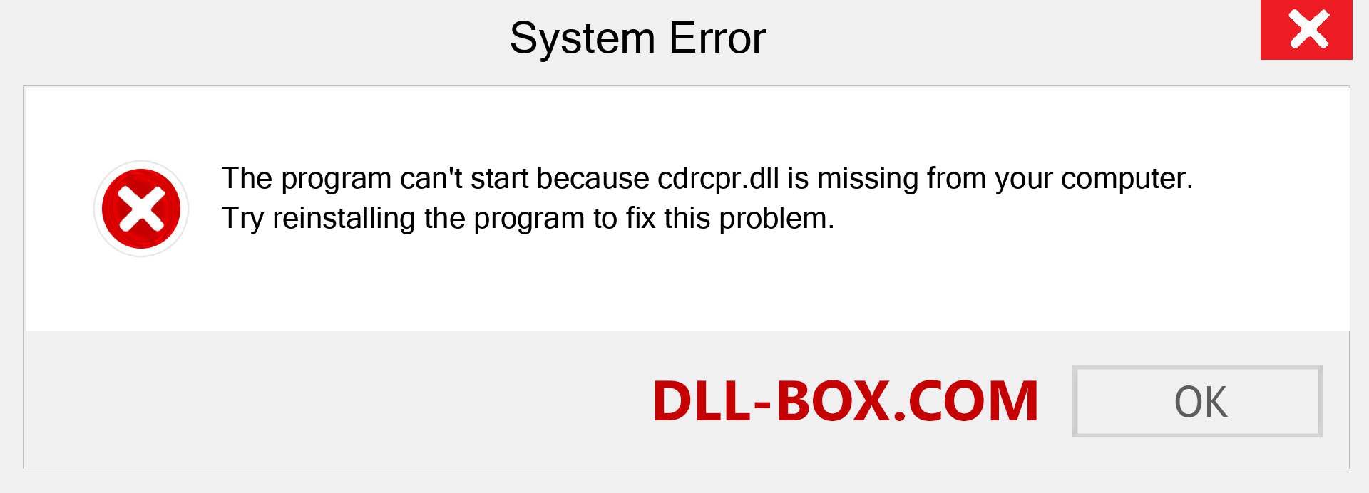  cdrcpr.dll file is missing?. Download for Windows 7, 8, 10 - Fix  cdrcpr dll Missing Error on Windows, photos, images